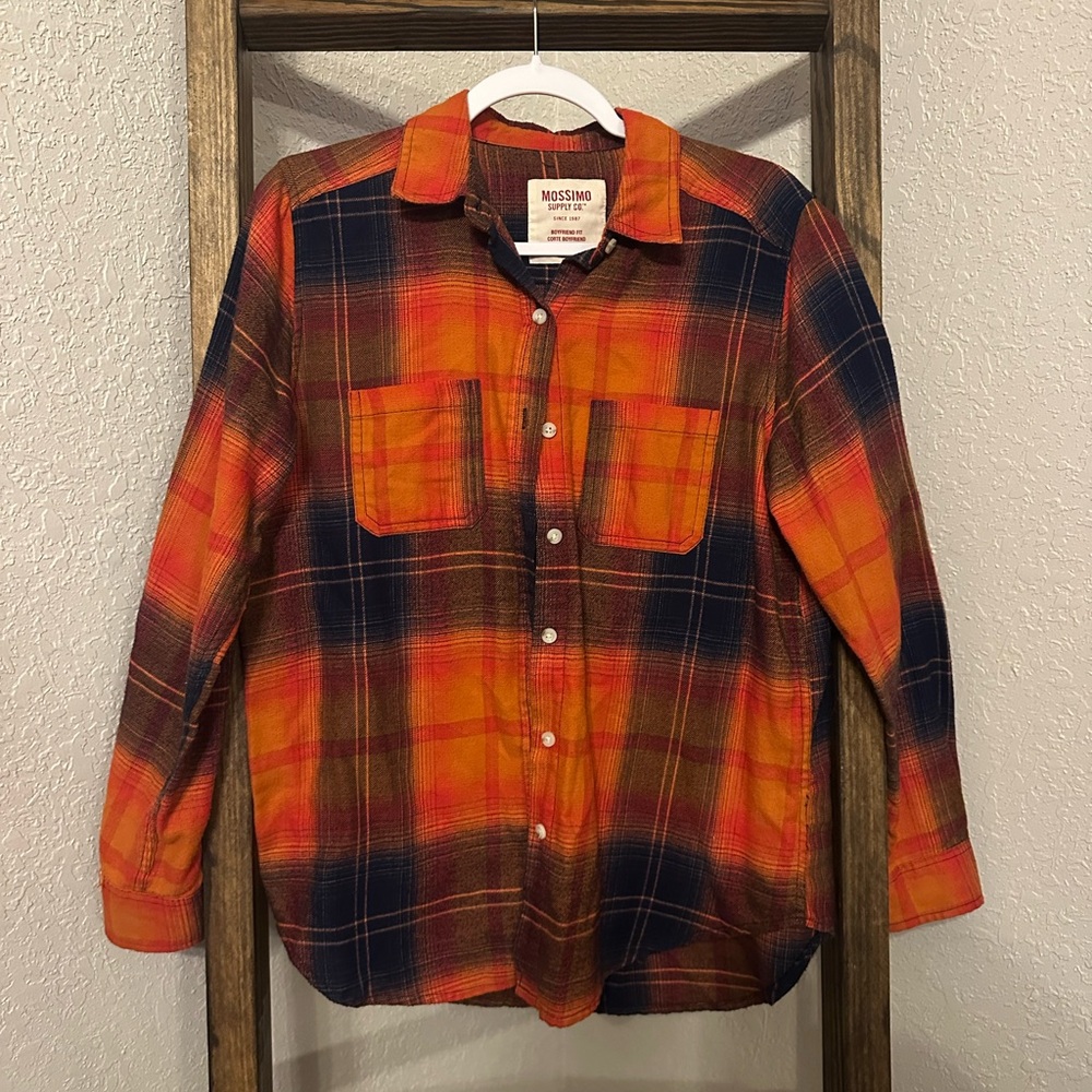 Mossimo Orange and Blue Plaid Shirt